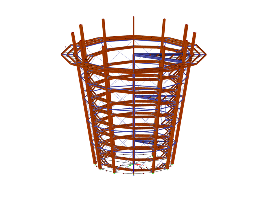 3D-Modell des Aussichtsturmes Malahat SkyWalk in RFEM (© Aspect Structural Engineers)