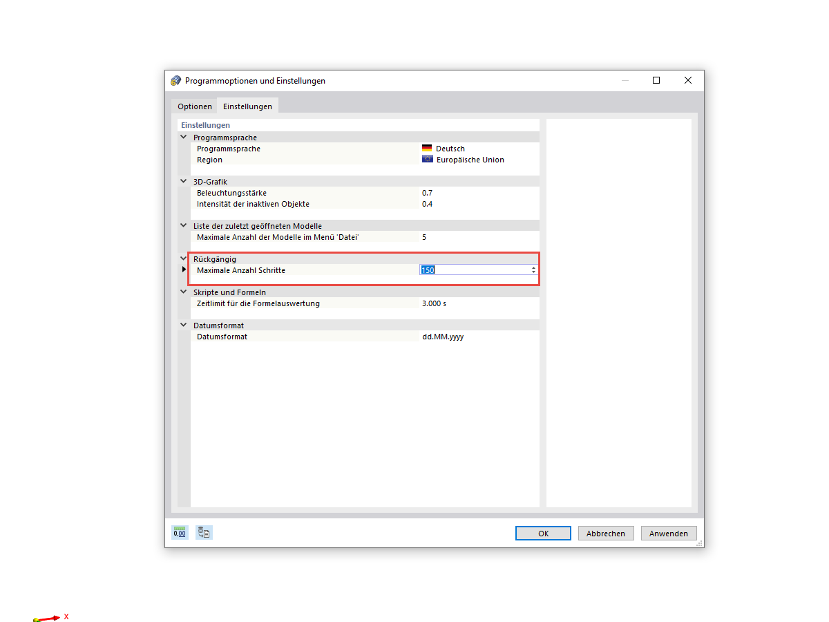 FAQ 005063 | Ist es möglich, die getätigten Arbeitsschritte bis zu einem bestimmten Schritt rückgängig zu machen?