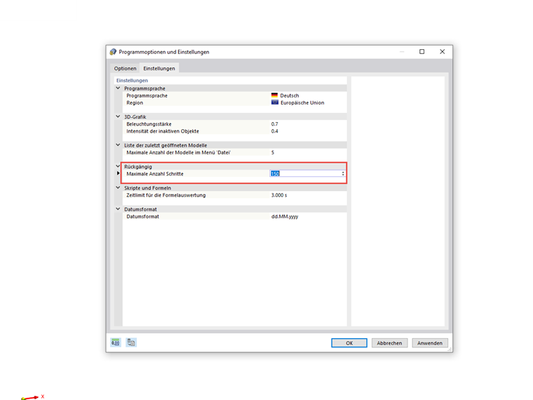 FAQ 005063 | Ist es möglich, die getätigten Arbeitsschritte bis zu einem bestimmten Schritt rückgängig zu machen?