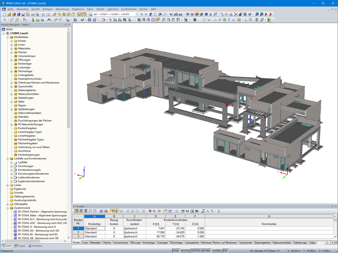 3D-Modell des Wohnhauses in RFEM (© JCR Estructural)