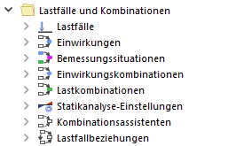 Lastfälle und Kombinationen im Navigator