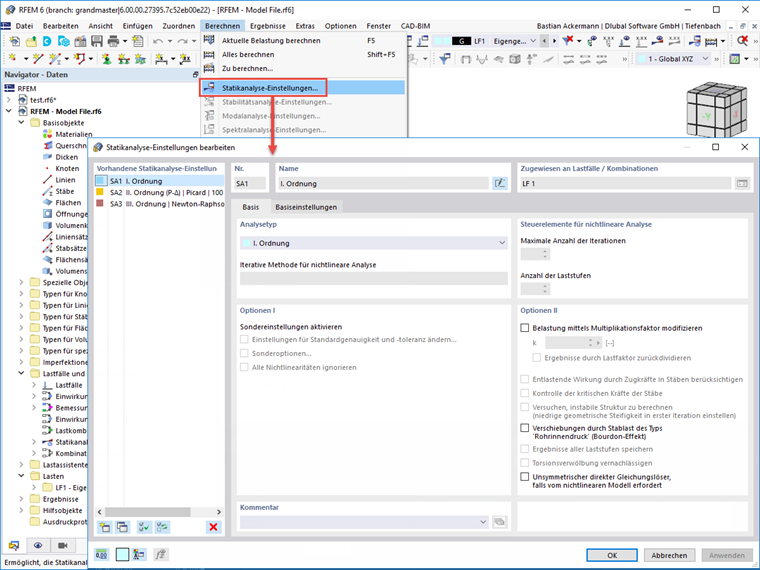 FAQ 005067 | Wo finde ich die einzustellenden Berechnungsparameter?