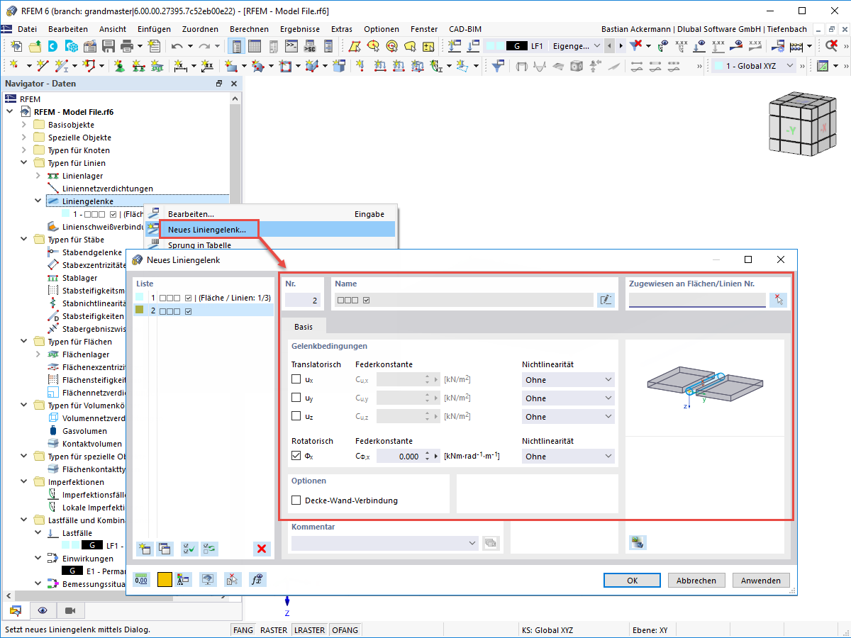 FAQ 005070 | Wie kann einer Fläche ein Liniengelenk zugewiesen werden?