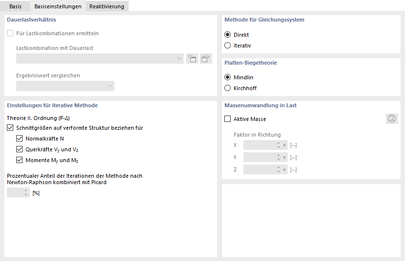 Basiseinstellungen für Statikanalyse-Einstellungen