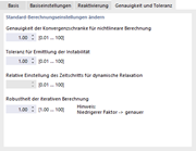 Genauigkeit und Toleranz für Berechnung anpassen