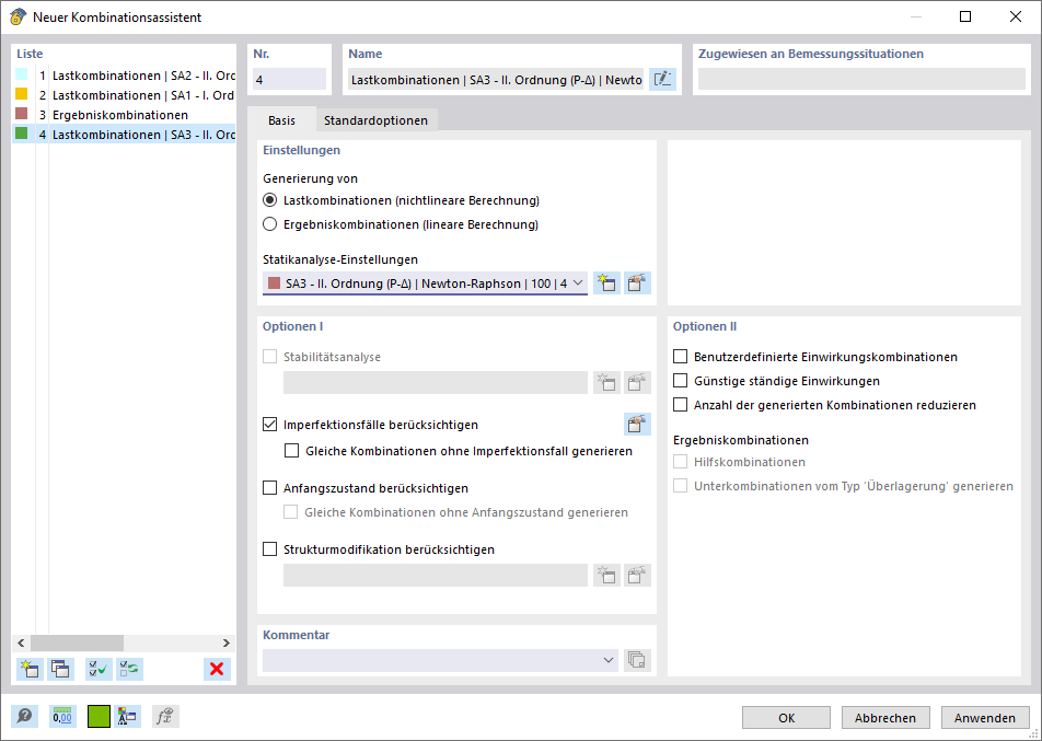Dialog 'Neuer Kombinationsassistent'