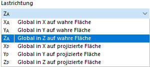 Lastrichtung einer global wirkenden Last auswählen