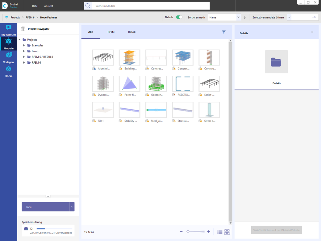 Zentralisiertes Managementsystem | Verwaltung von Projekten, Kundendaten, Blöcken und Stahlverbindungsvorlagen