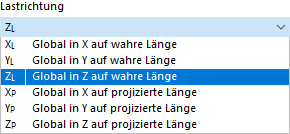 Lastrichtung einer global wirkenden Last auswählen