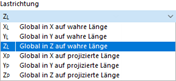 Lastrichtung einer global wirkenden Last auswählen