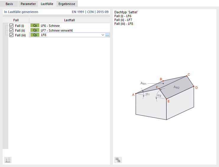 Lastfälle festlegen