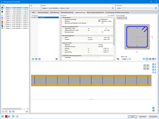 Definition von Stabrepräsentanten für die Betonbemessung