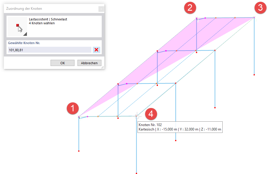 Knoten der Dachebene festlegen