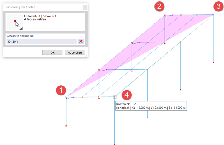 Knoten der Dachebene festlegen