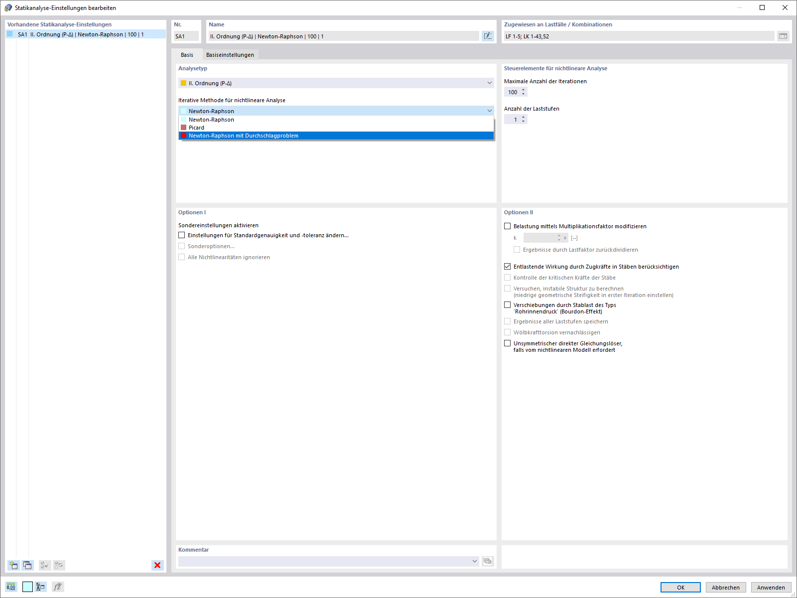Newton-Raphson für Berechnungen nach Th. II. O.