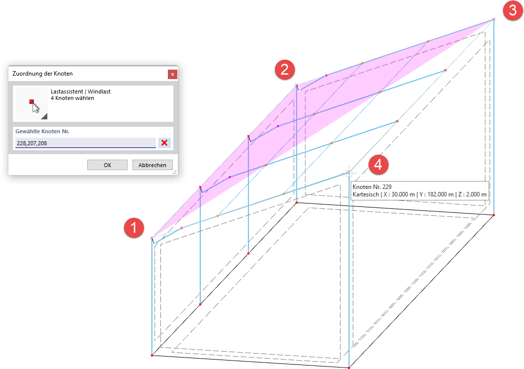 Knoten der Dachebene festlegen