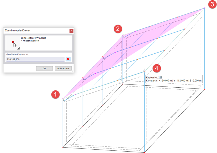 Knoten der Dachebene festlegen
