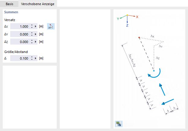 Verschobene Anzeige festlegen