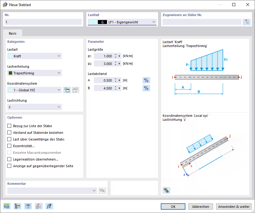 Dialog 'Neue Stablast'
