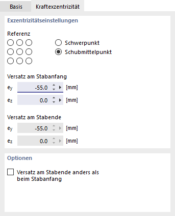 Kraftexzentrizität definieren