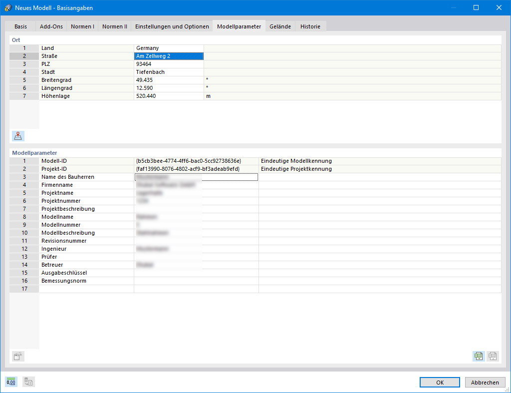 Globale Modellparameter