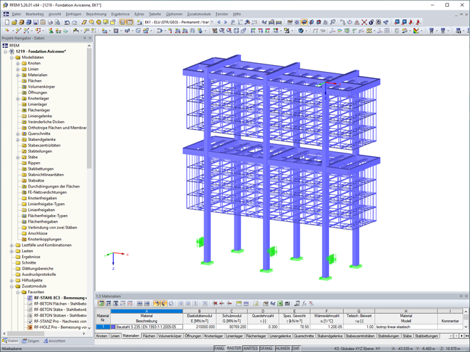 Modellierung der Stahlkonstruktion in RFEM