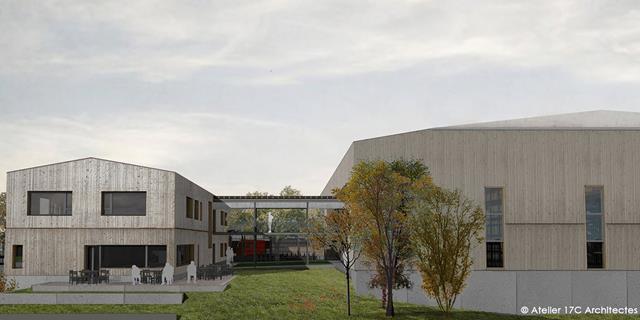 Bau des ÖkoFEN-Hauptsitzes in Saint Baldoph, Frankreich (© Atelier 17C Architectes)