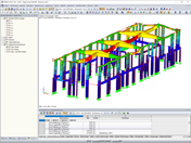 Darstellung der Verformungen des Bürogebäudes in RFEM