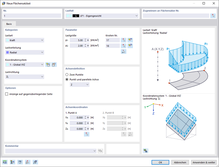 Dialog 'Neue Flächensatzlast'