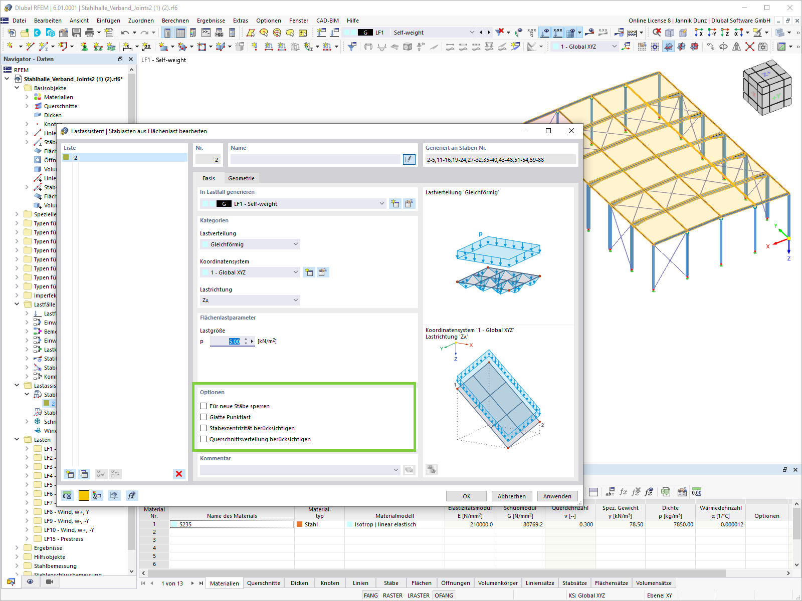 Neue Funktionen im Lastassistenten