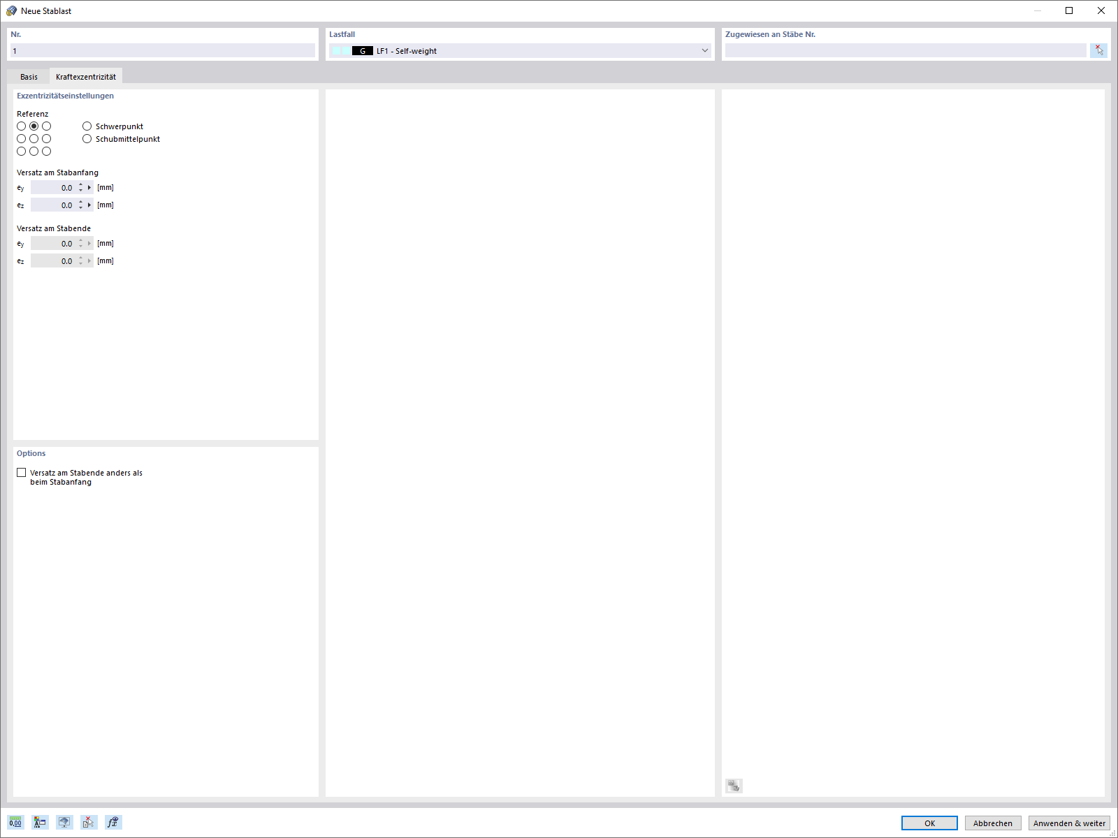 Kraftexzentrizitäts-Dialog