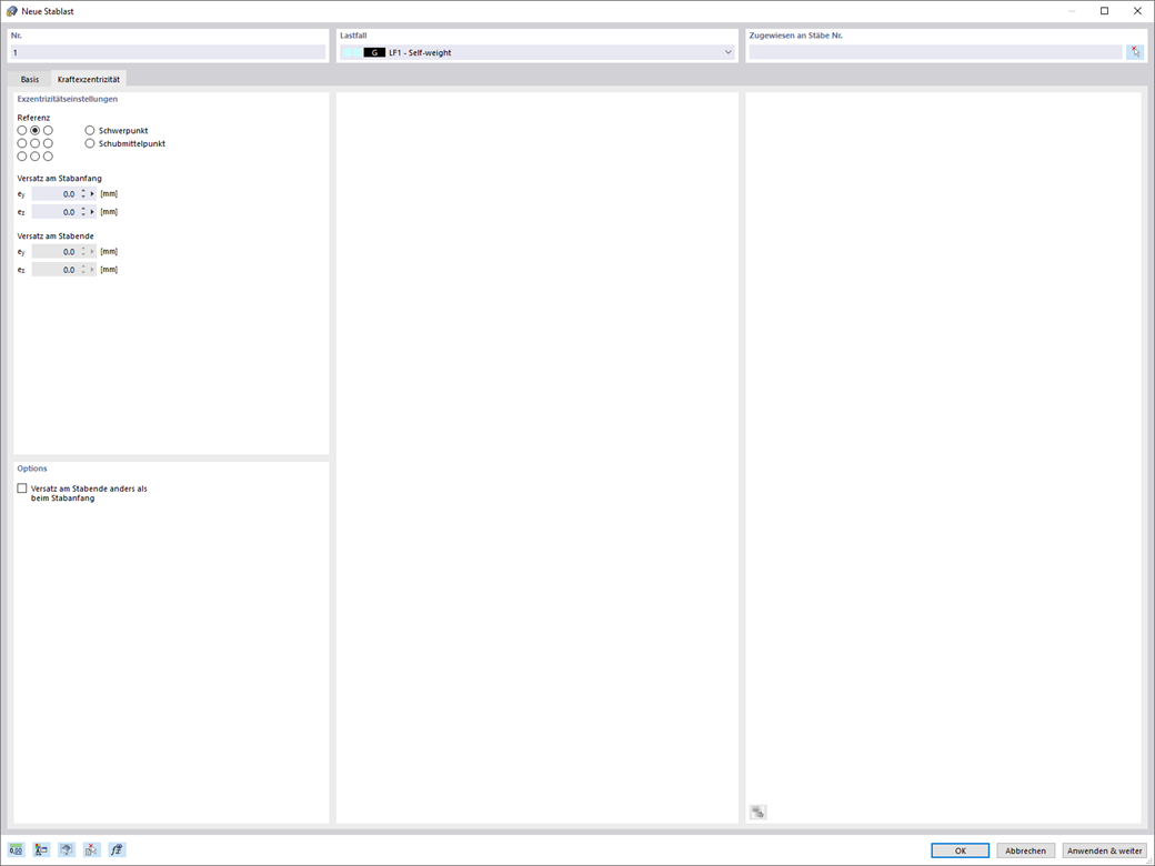 Kraftexzentrizitäts-Dialog