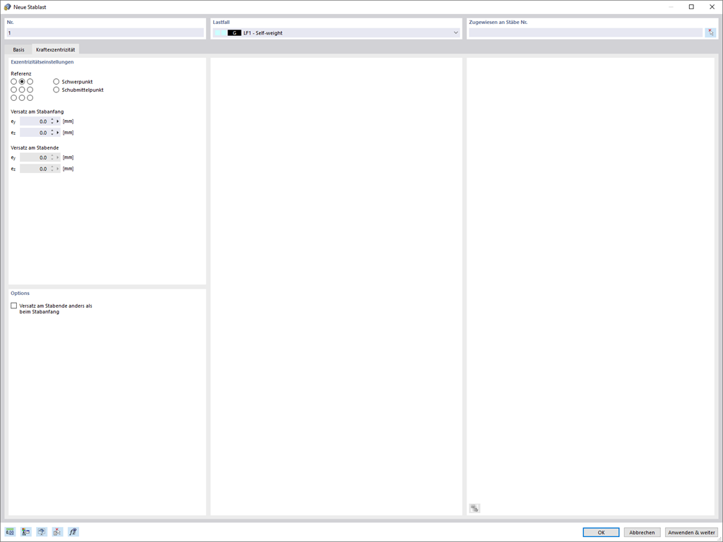 Kraftexzentrizitäts-Dialog