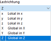 Lastrichtung auswählen
