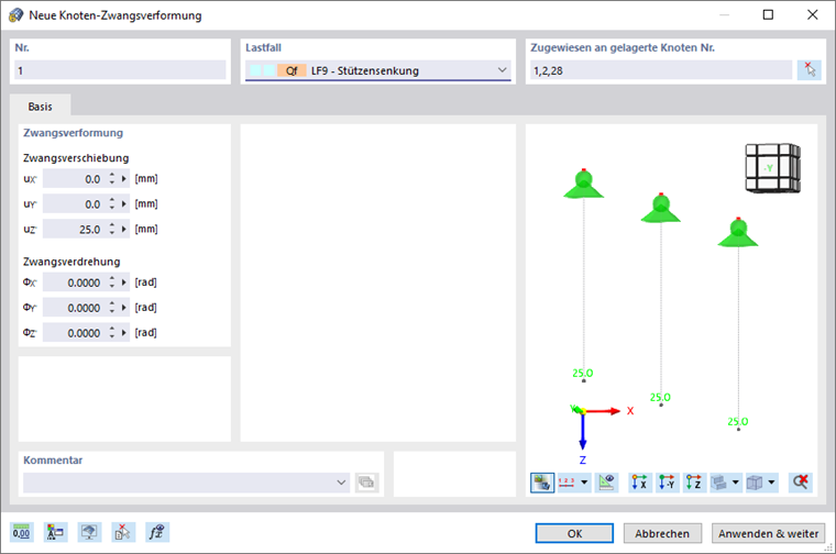 Dialog 'Neue Knoten-Zwangsverformung'