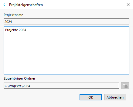 Projekteigenschaften bearbeiten