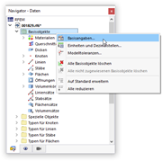 Basisangaben über Kontextmenü bearbeiten