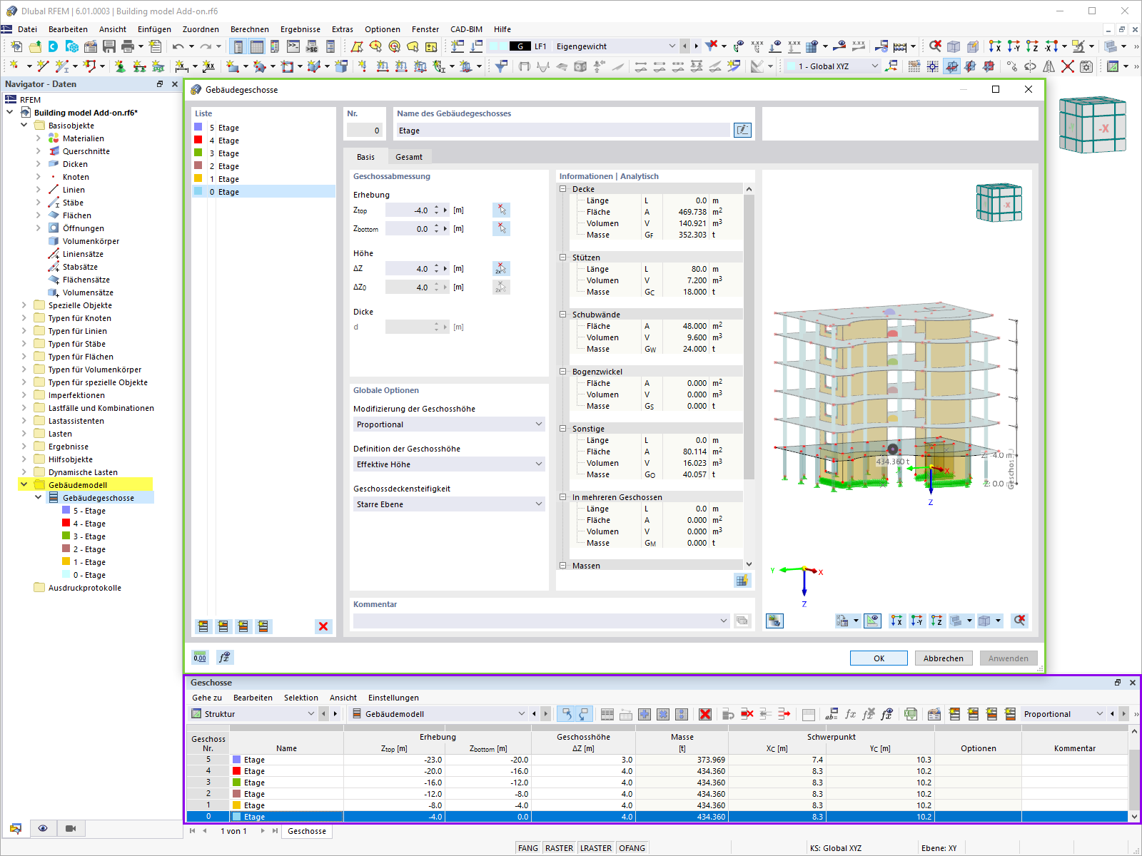 Gebäudegeschosse definieren