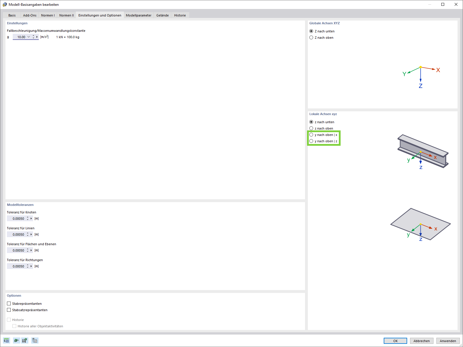 Neue lokale Achsvorgabe für Stäbe