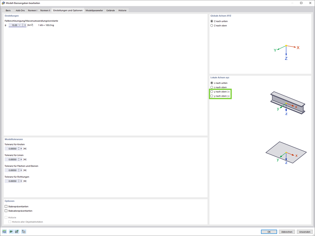 Neue lokale Achsvorgabe für Stäbe