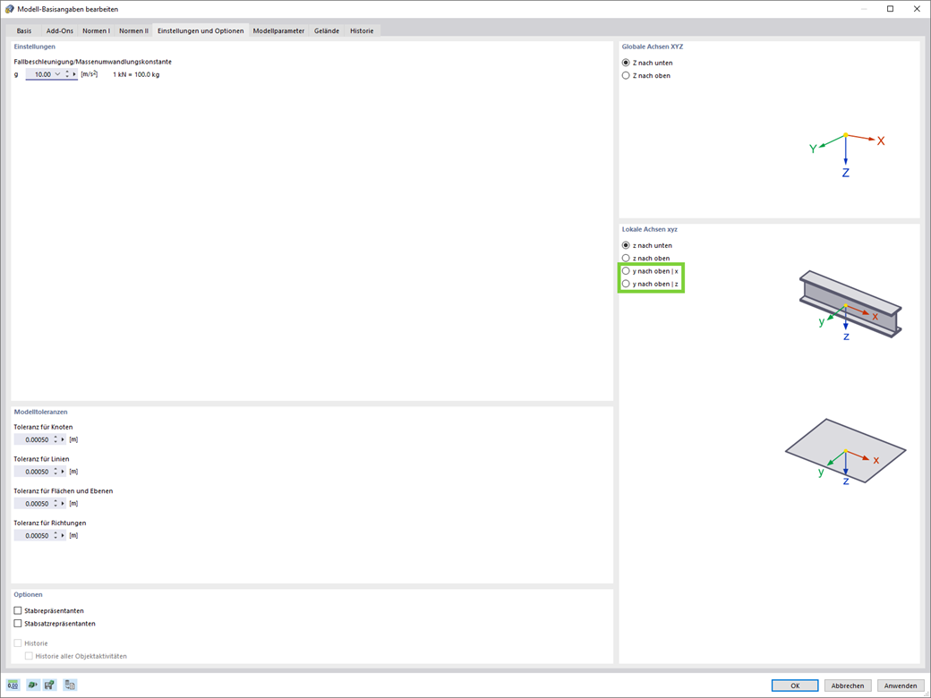 Neue lokale Achsvorgabe für Stäbe