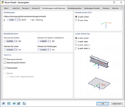Dialog 'Neues Modell - Basisangaben', Register 'Einstellungen und Optionen'
