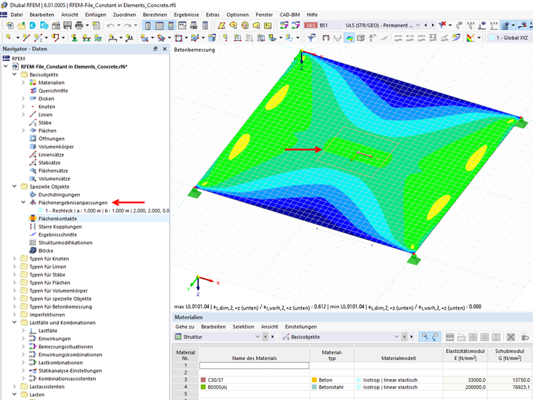 FAQ 005123 | Wo kann ich in RFEM 6 die Glättungsbereiche bzw. Flächenergebnisanpassungen eingeben?