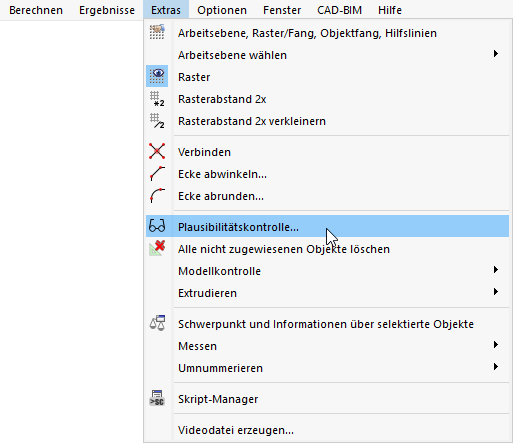 Plausibilitätskontrolle aufrufen