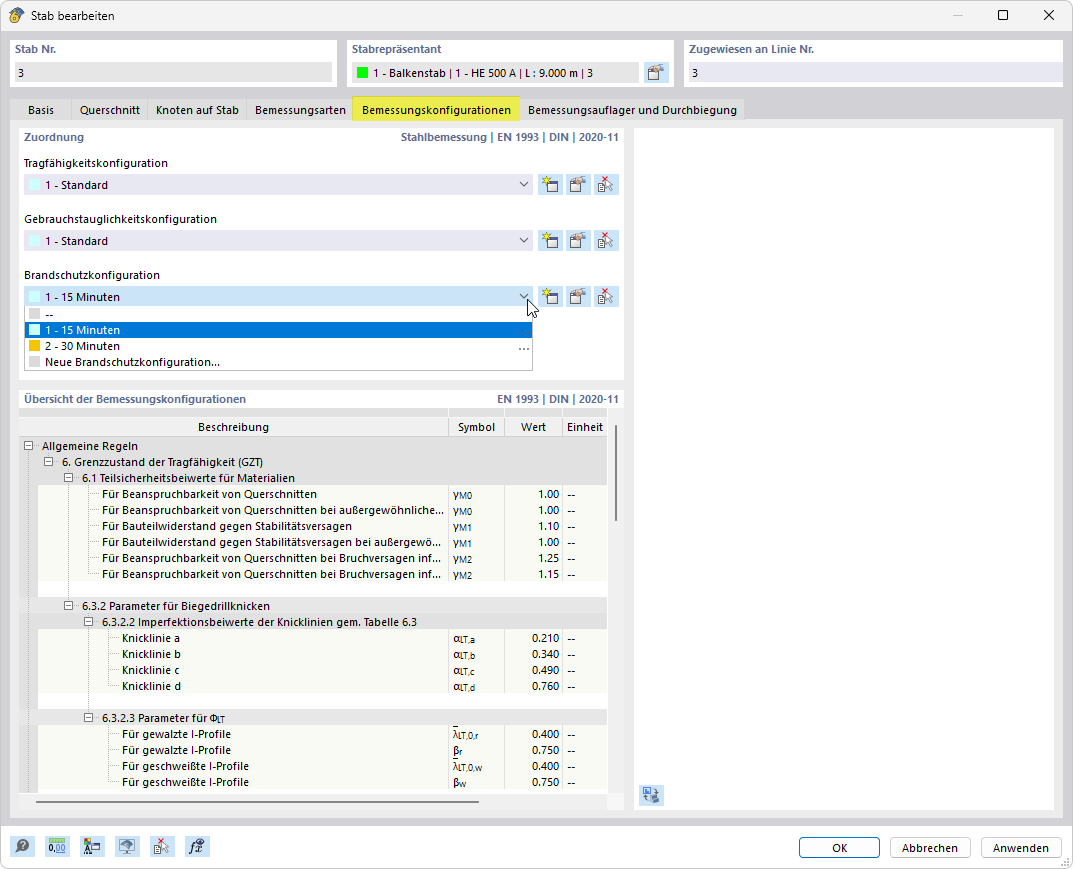 Bemessungskonfigurationen zuweisen