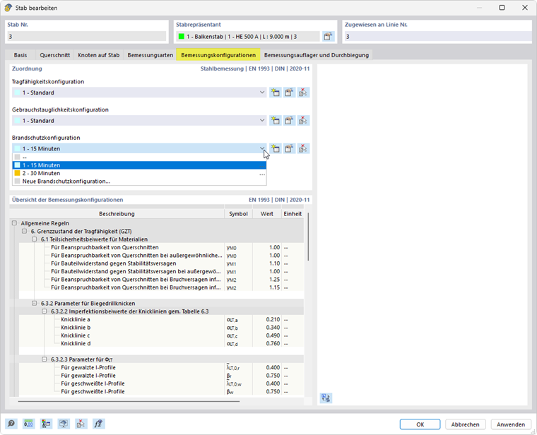 Bemessungskonfigurationen zuweisen