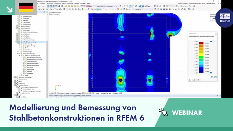 Webinar über die Modellierung und Bemessung von Stahlbetonkonstruktionen in Softwarelösungen.