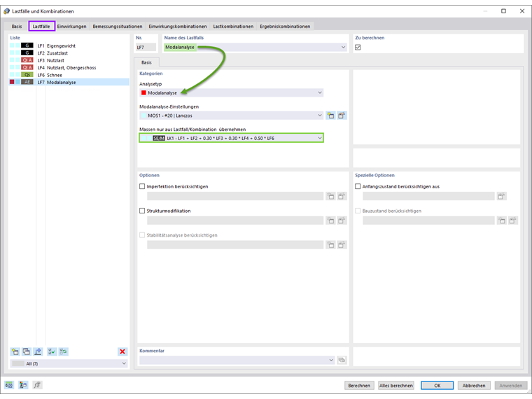 Modalanalyse als Lastfall