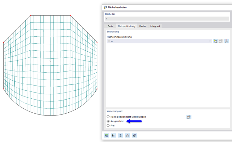 Ausgerichtetes Netz einer Fläche