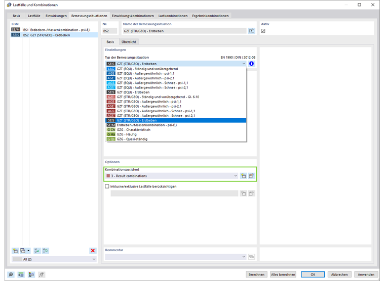 Erdbebenbemessungssituation
